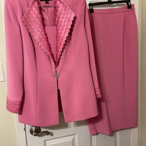Tiffany 2 Piece Pink Dressy Skirt Suit